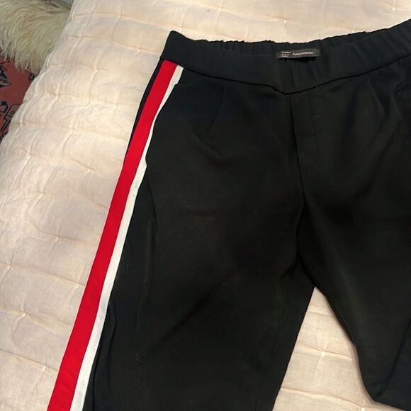 Zara Trafaluc Black Track Joggers with Red and white stripe - Picture 4 of 12
